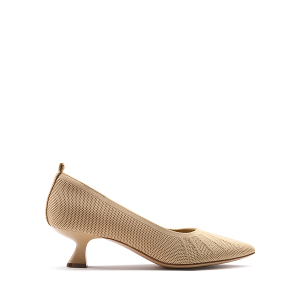 Low Kitten Heel Knit Pumps - BEIGE - 6